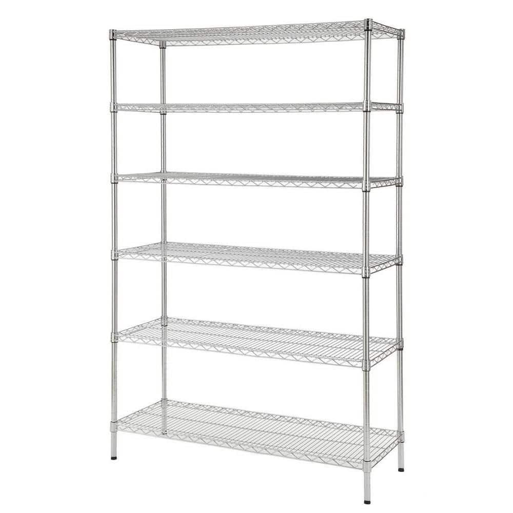 hdx 48 in. w x 72 in. h x 18 in. d decorative wire chrome finish commercial shelving unit