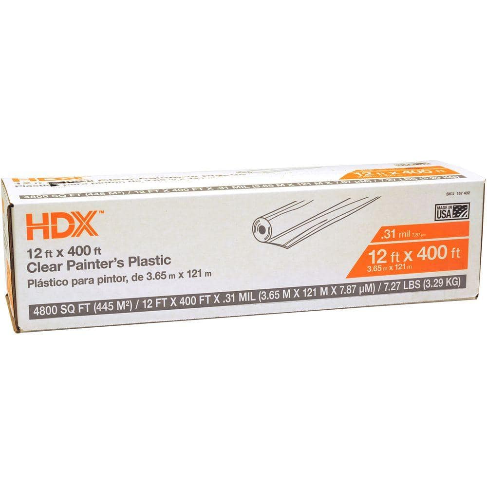 HDX 12 ft. x 400 ft. 0.31 mil High Density Painters Plastic Sheeting