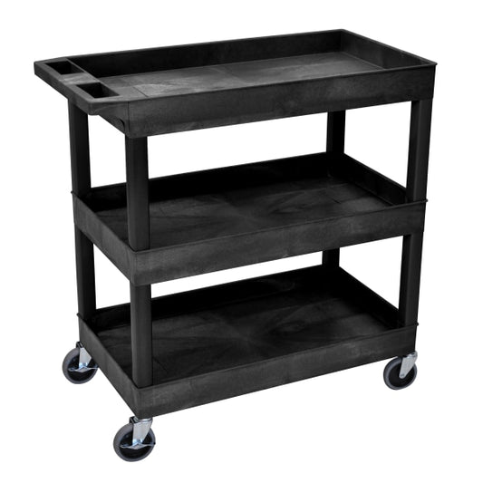 Luxor Rolling 3-Shelf Utility Cart  HDPE Black