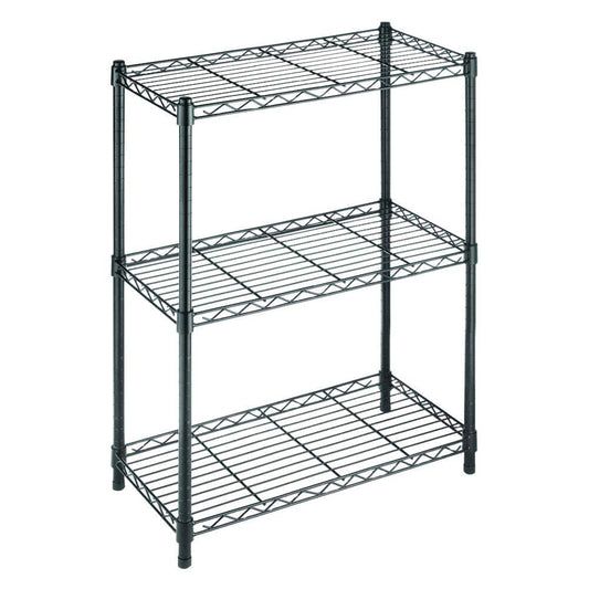 3-Tier Steel Wire Shelving Unit in Black (24 in. W x 30 in. H x 14 in. D)
