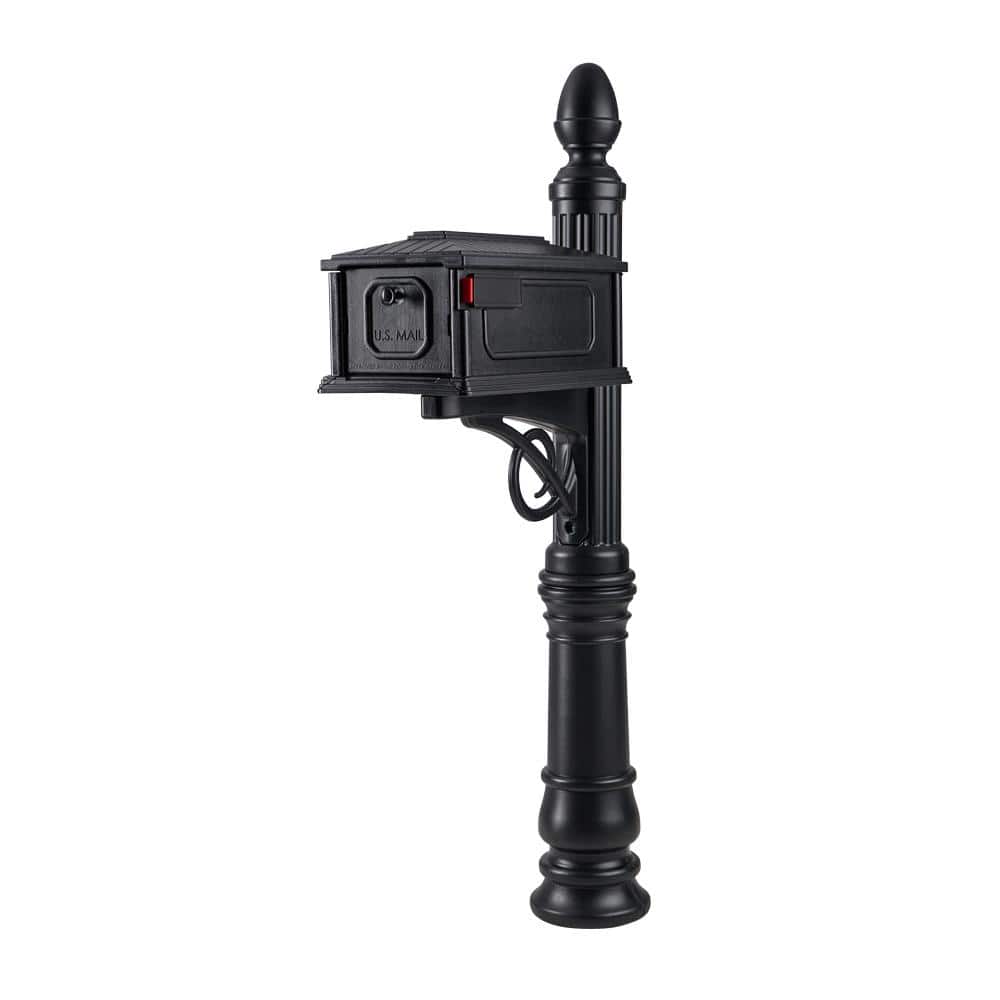 Architectural Mailboxes Stratford All-in-One  Medium  Plastic  Mailbox & Post Combo  Black  SC000B01