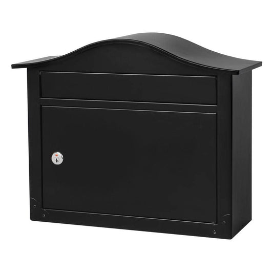 Architectural Mailboxes The Saratoga Galvanized Steel Wall Mount Black Locking Mailbox