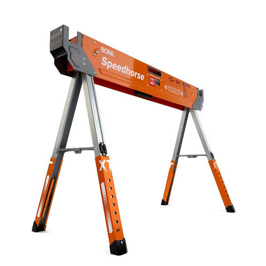 Bora Tool PM-4550 Speedhorse XT Portable Heavy Duty Metal Sawhorse with Adjustable Legs  Orange