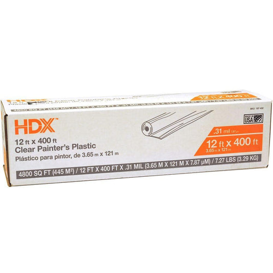 HDX 12 ft. x 400 ft. 0.31 mil High Density Painters Plastic Sheeting