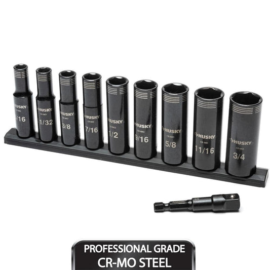 Husky 3/8 in. Drive Thin Wall Deep Impact Socket Set SAE (10-Piece)
