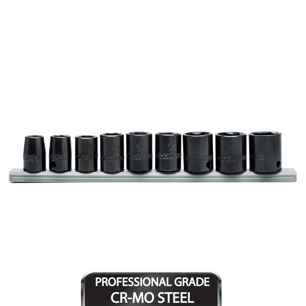 3/8 in. Drive Standard Metric 6-Point Impact Socket Set (9-Piece)