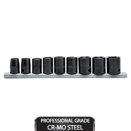 3/8 in. Drive Standard Metric 6-Point Impact Socket Set (9-Piece)