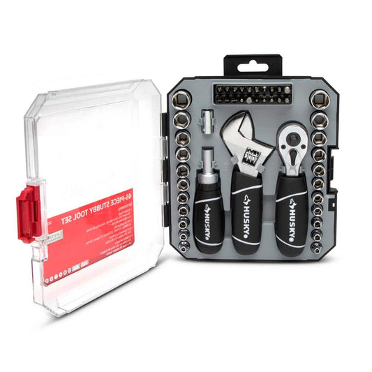 Husky H46PCSTS Stubby Wrench and Socket Set (46-Piece)