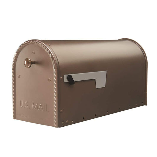 Architectural Mailboxes Edwards Post Mount Mailbox Bronze: Steel Outdoor Mailbox, Dark Yellow, Adult Assembly Required
