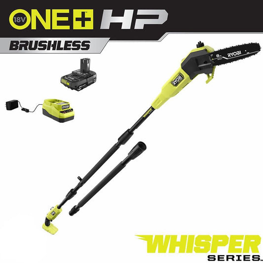 ONE+ HP 18V Brushless Whisper Series 8 in. Cordless Battery Pole Saw with 2.0 Ah Battery and Charger