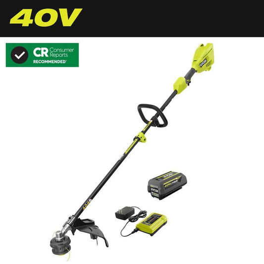 Ryobi RY40ST01K 40V 15 in. Expand-It Battery Attachment Capable String Trimmer 4.0 Battery/ Charger OB LOT 3789