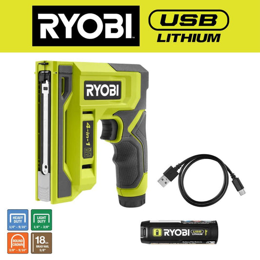 USB Lithium Cordless Craft 4-in-1 Stapler/Nailer Kit with 3.0 Ah Battery and Charging Cable